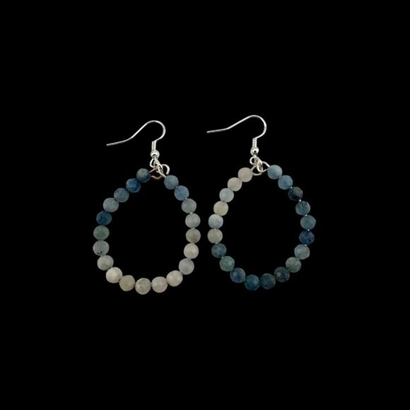 Natural Faceted Aquamarine Ombre Earrings Argentenium Silver 935 Stamped NWT - Picture 2 of 7